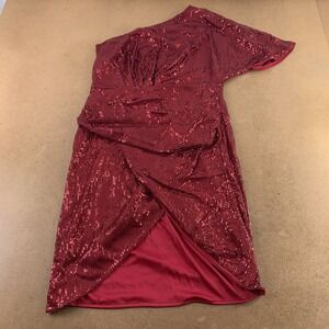 Xpluswear Women's XL/14 One Shoulder Burgundy Sequin Split Bodycon Dress New
